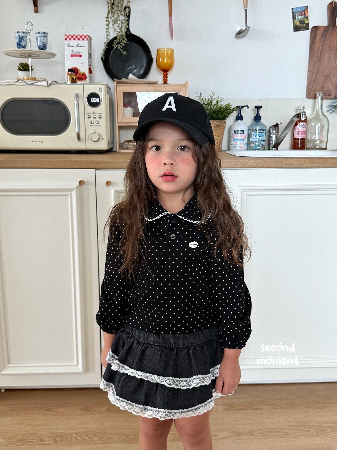 ［second moment］Dot lace collar tops