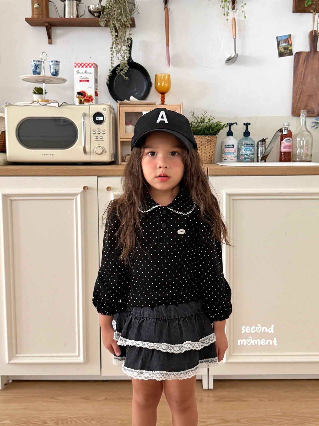 ［second moment］Dot lace collar tops