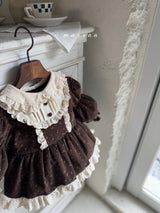 ［marron］Rose lace rompers