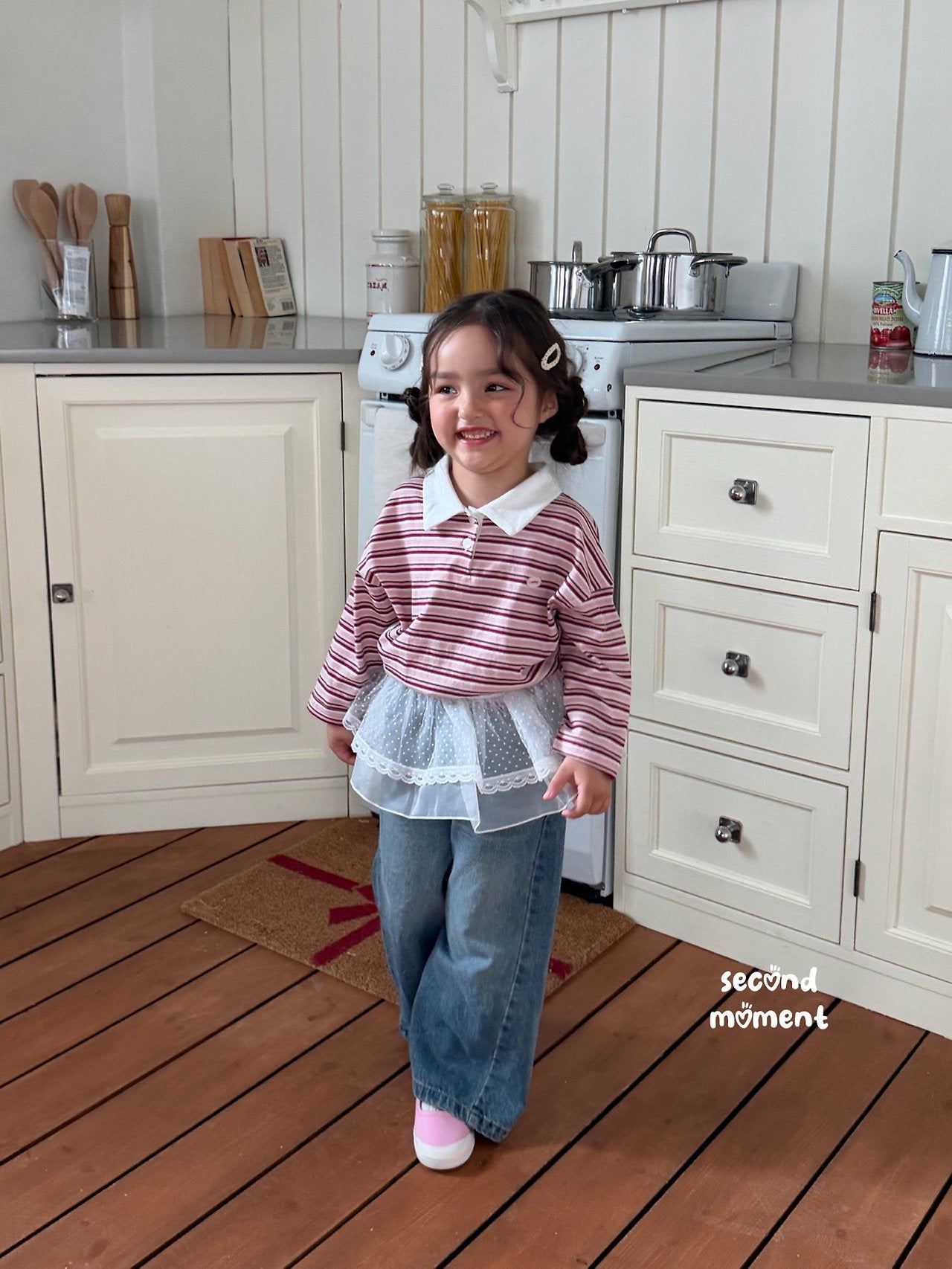［second moment］Stripe collar tops