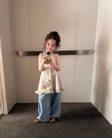 ［comma］Check back open one-piece