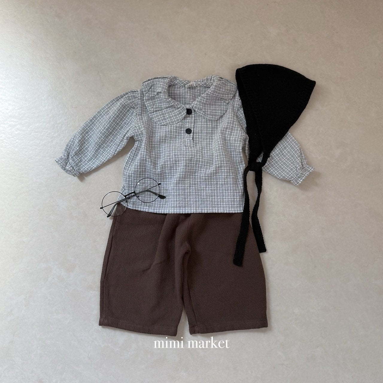 ［mimi market］Check balloon blouse