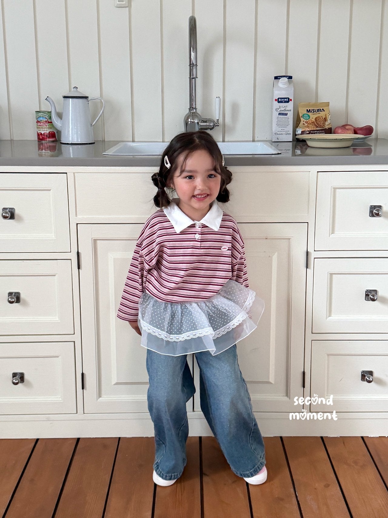 ［second moment］Stripe collar tops
