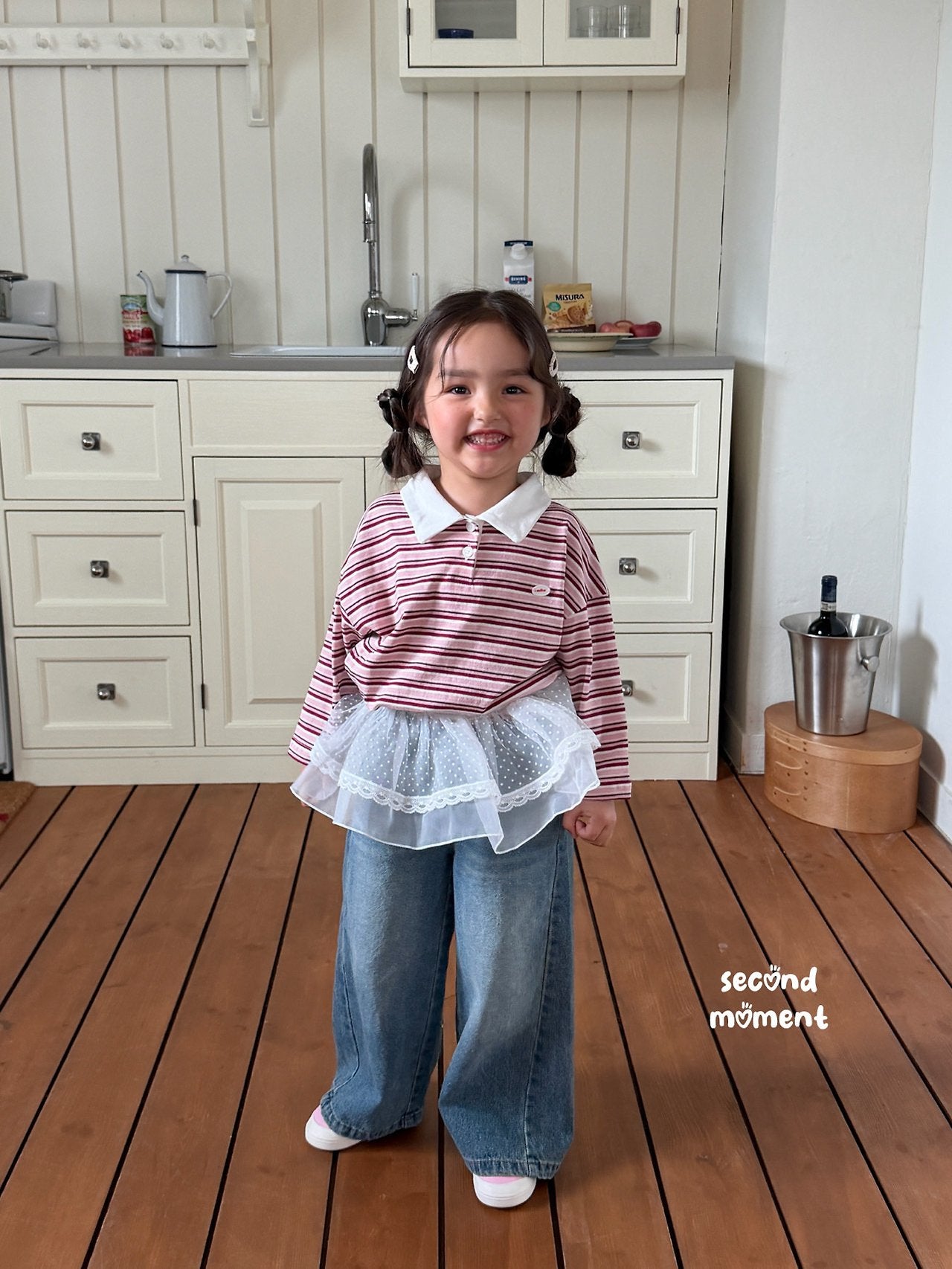 ［second moment］Stripe collar tops