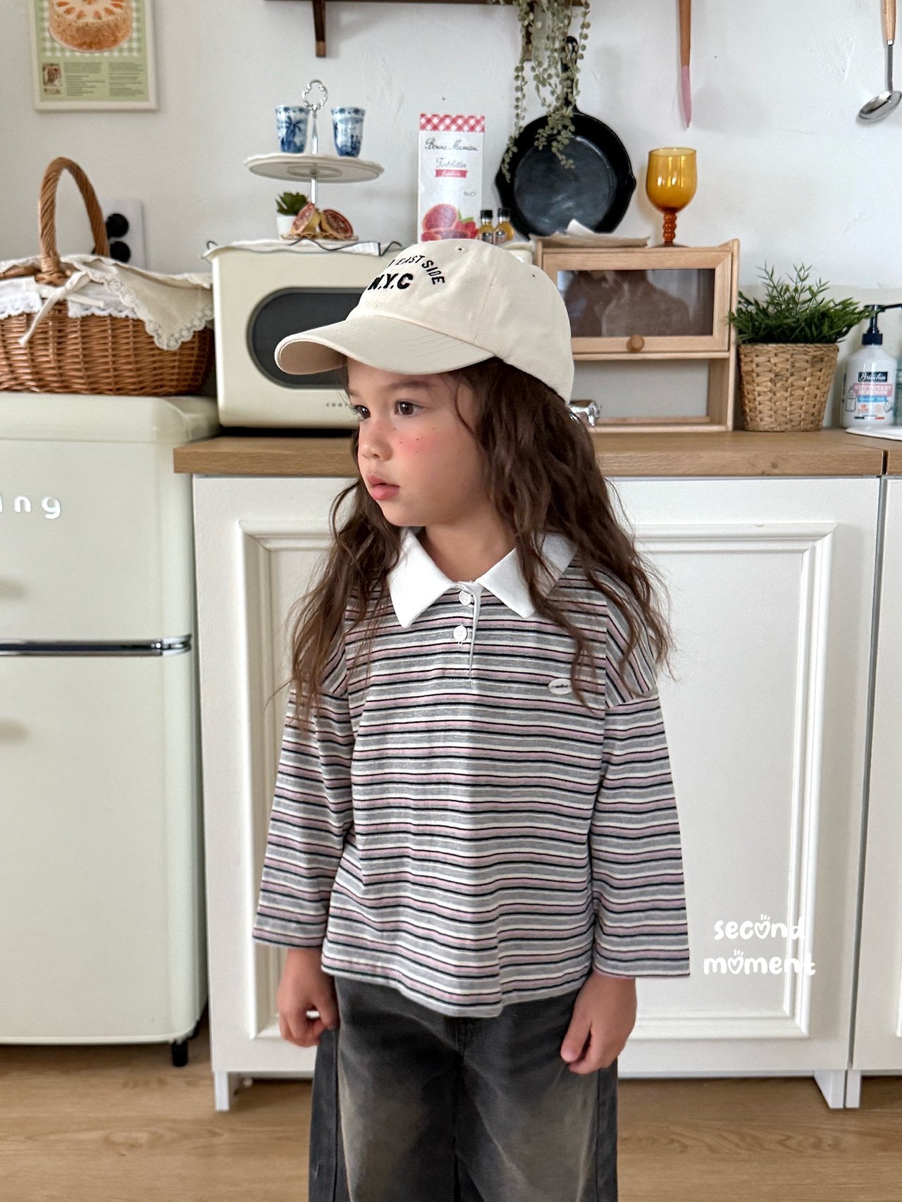 ［second moment］Stripe collar tops