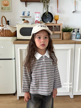 ［second moment］Stripe collar tops