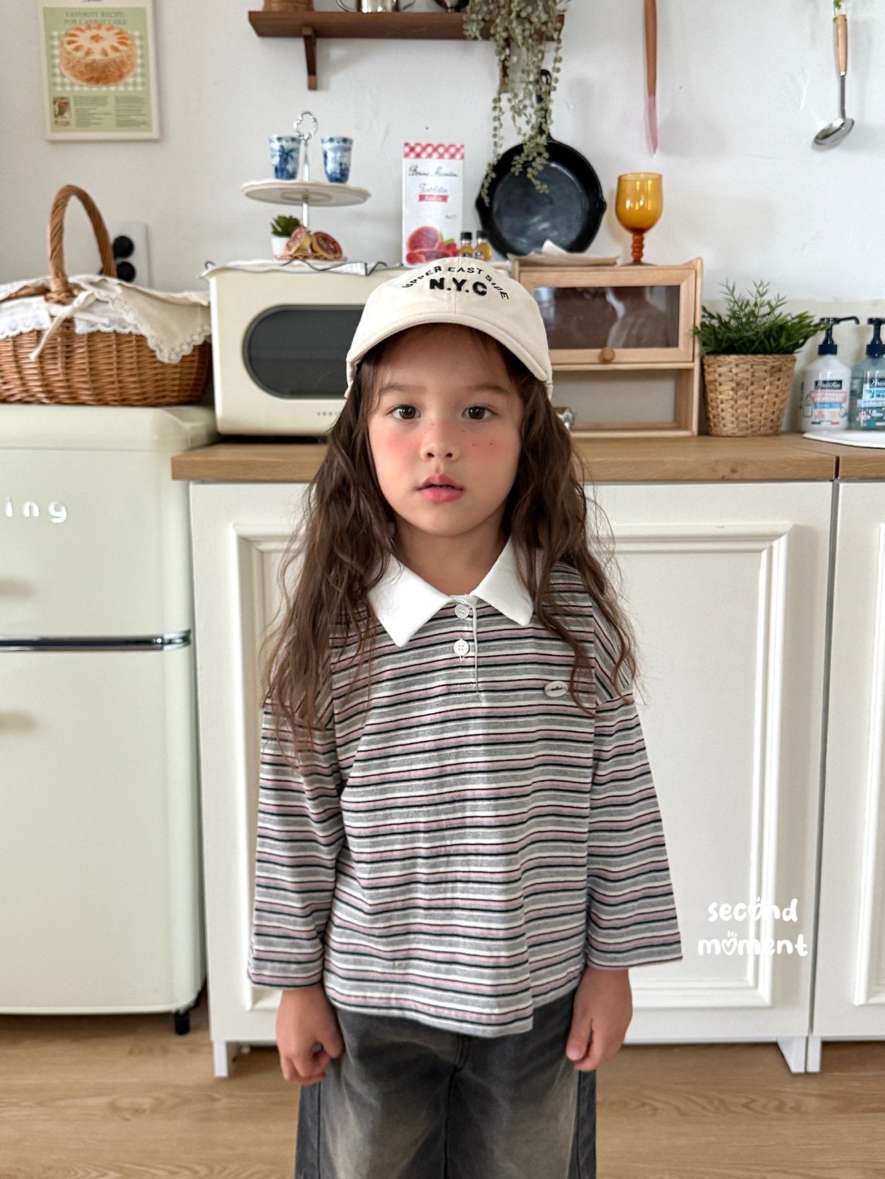 ［second moment］Stripe collar tops