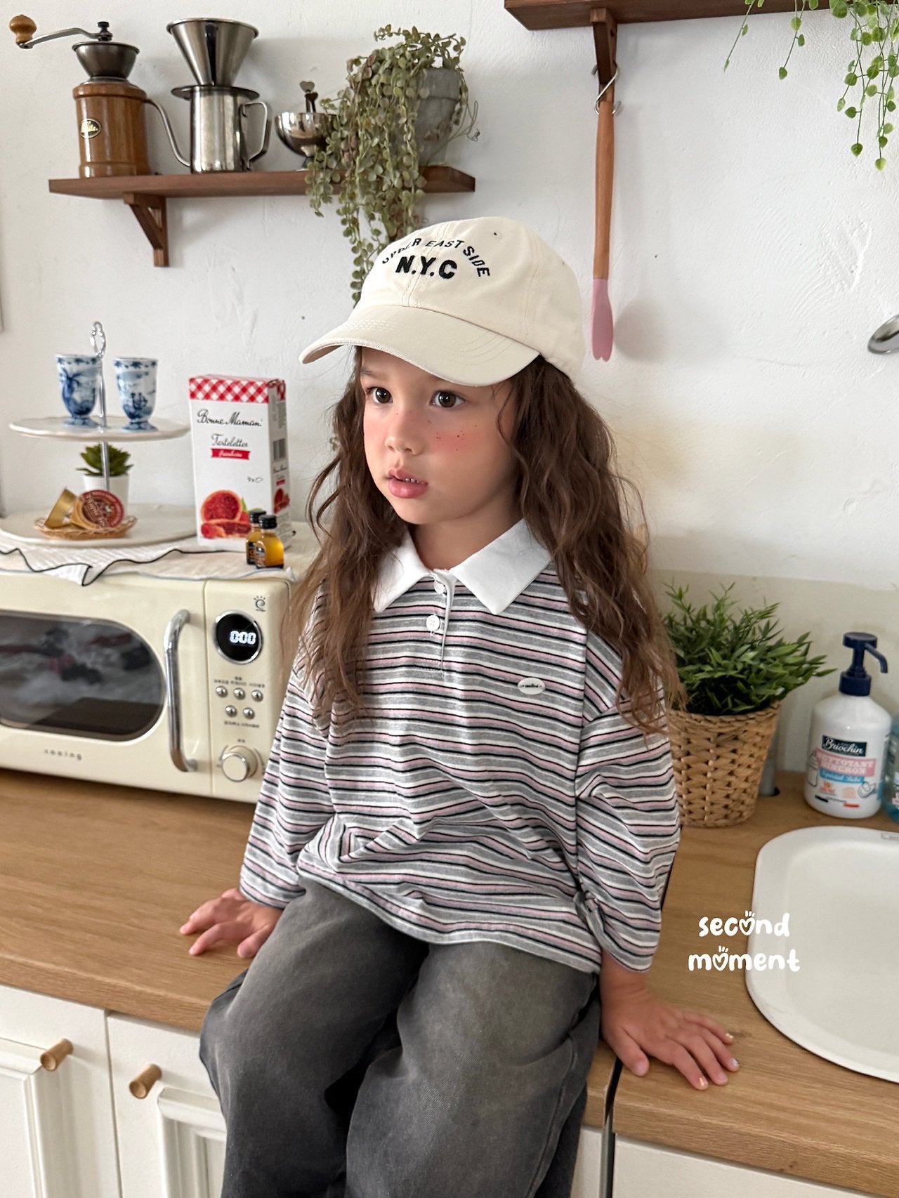 ［second moment］Stripe collar tops