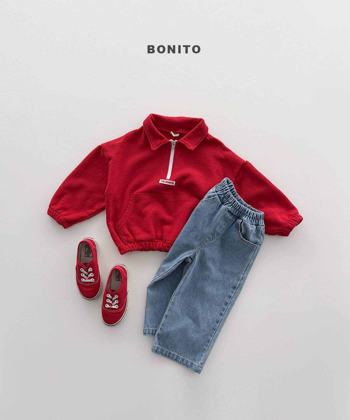 ［Bonito］Collar half zip up