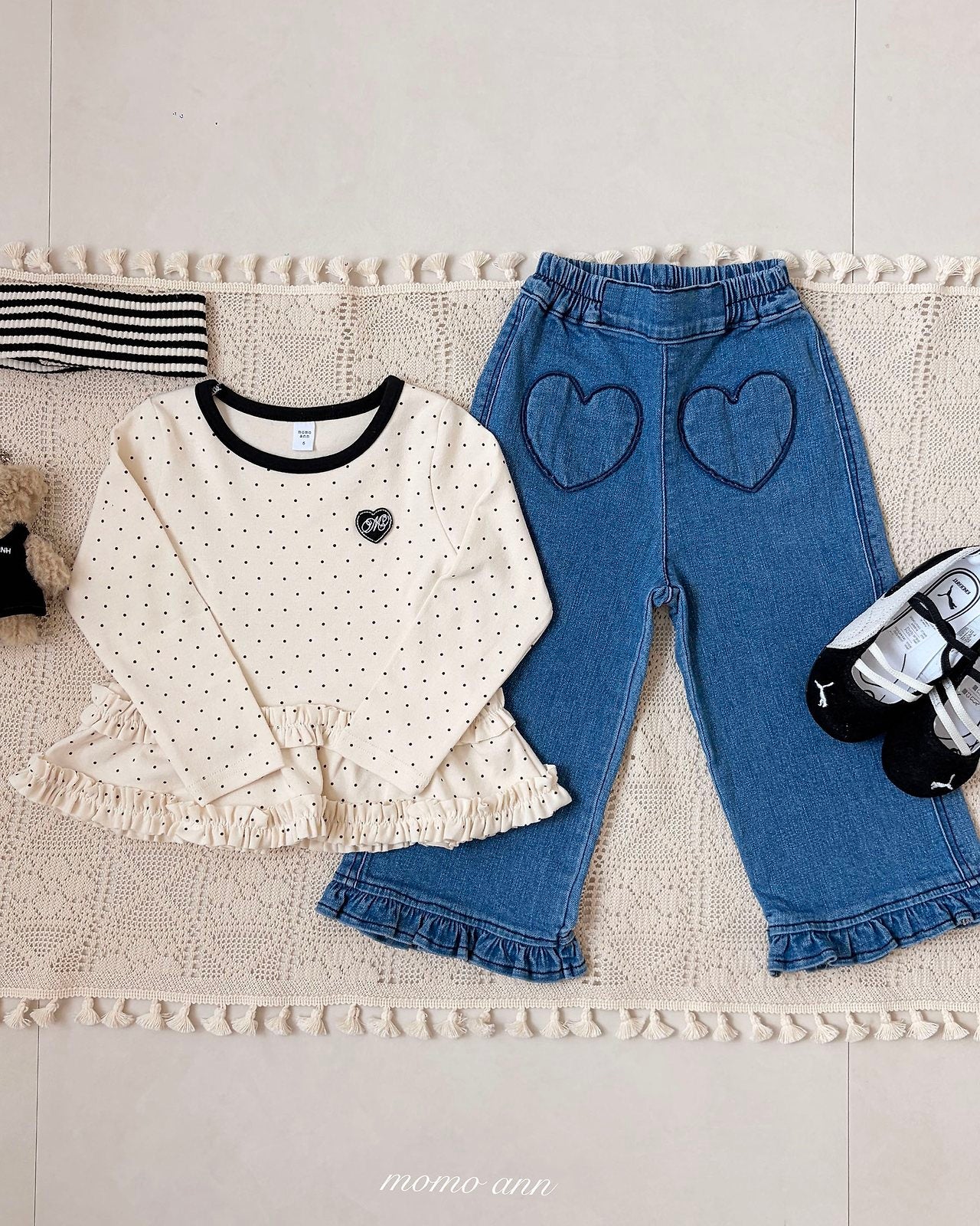 ［momo ann］Dot frill tops