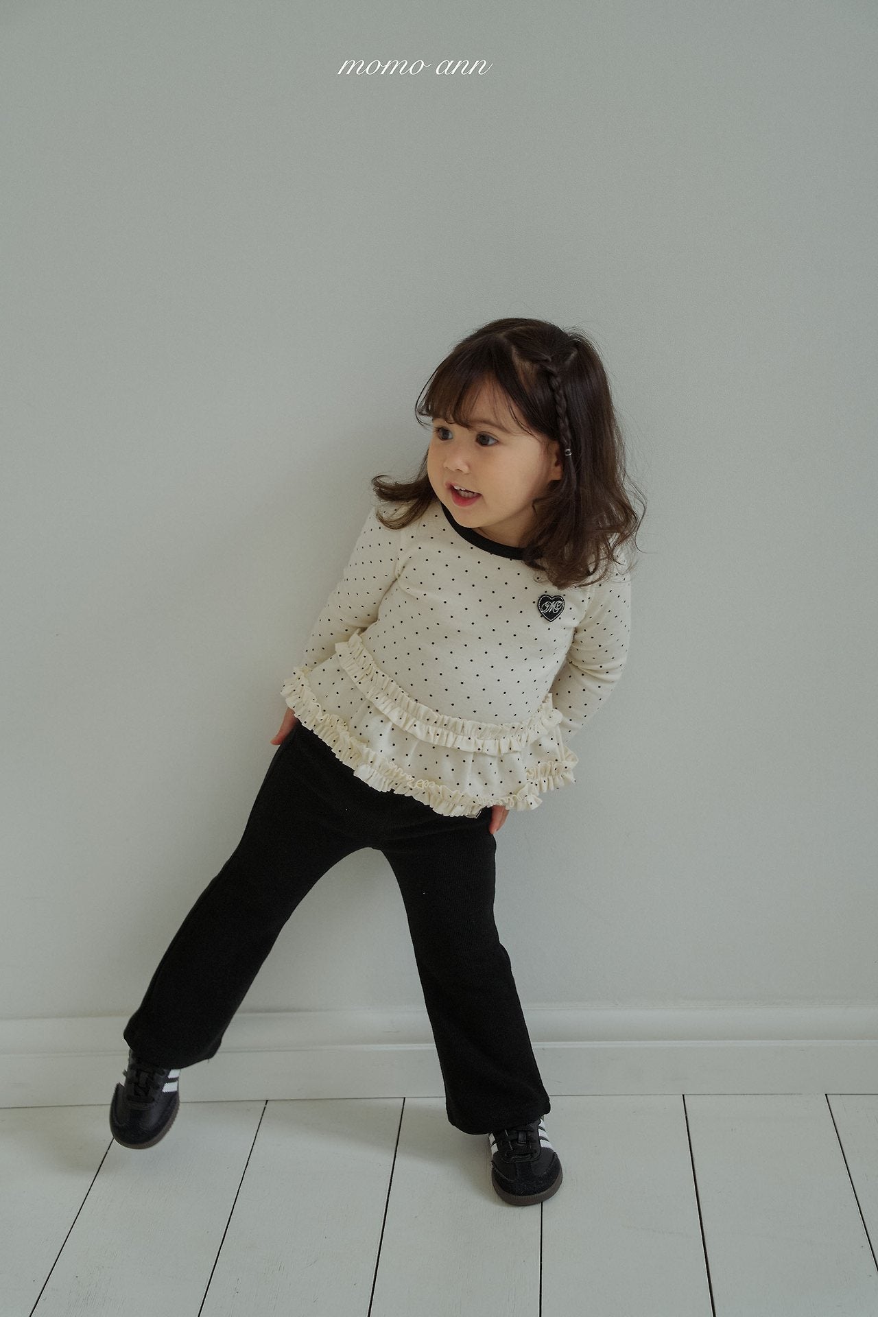 ［momo ann］Dot frill tops