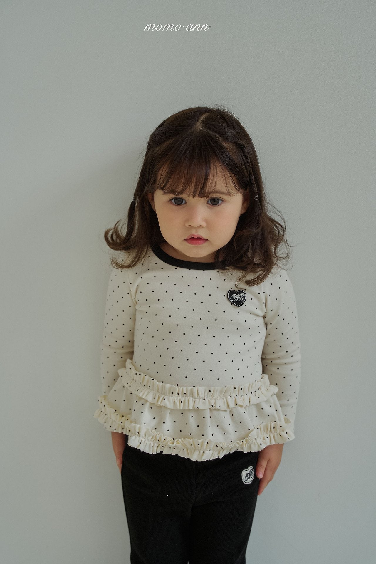 ［momo ann］Dot frill tops