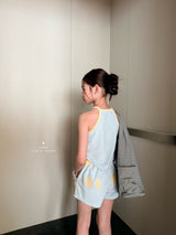 ［comma］Two tone halter camisole