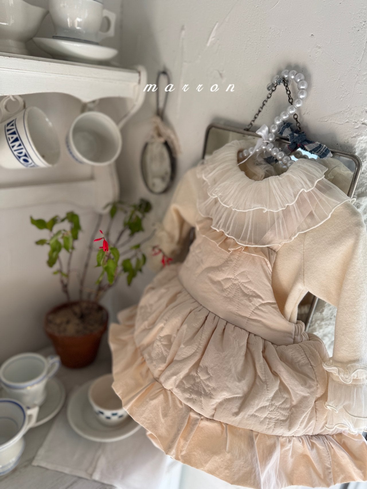 ［marron］Quilting frill rompers