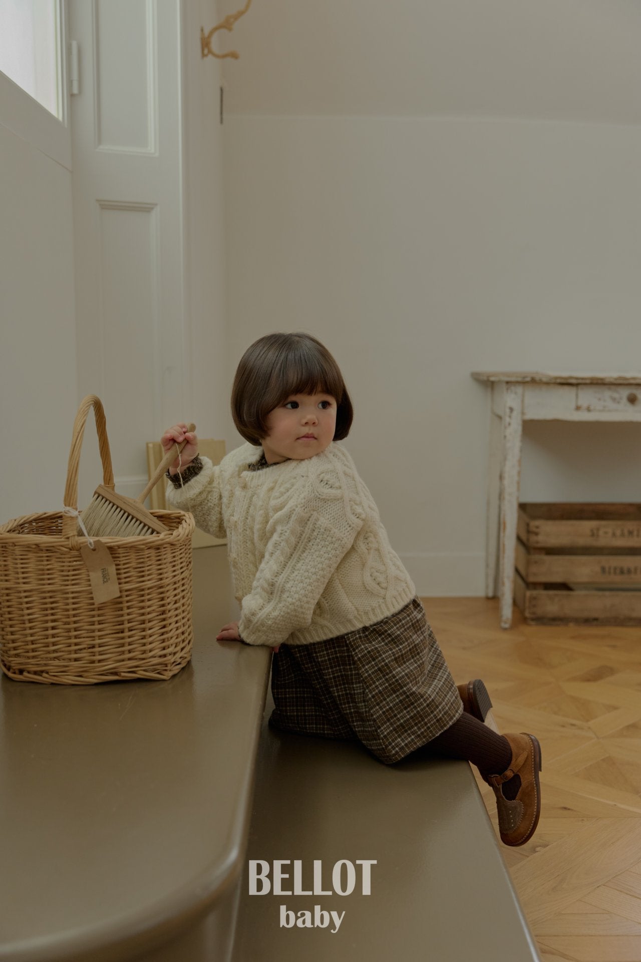 ［BELLOT］Peach check one-piece (baby)