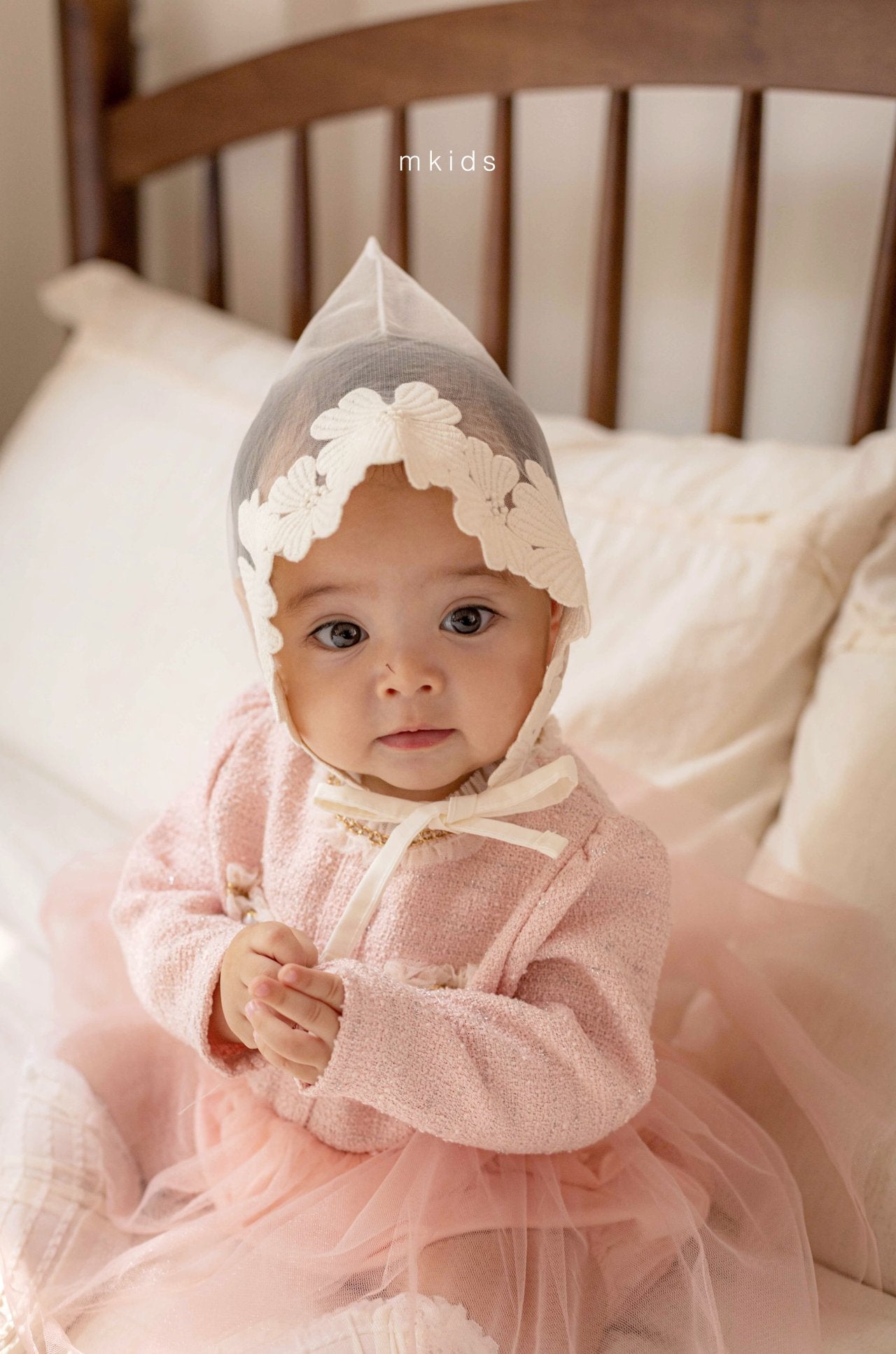 ［mkids］Chocolate lace bonnet