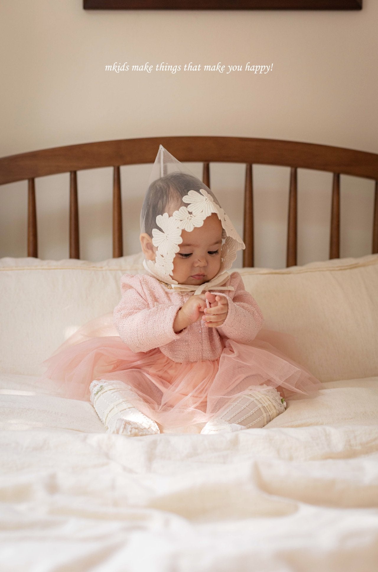 ［mkids］Chocolate lace bonnet