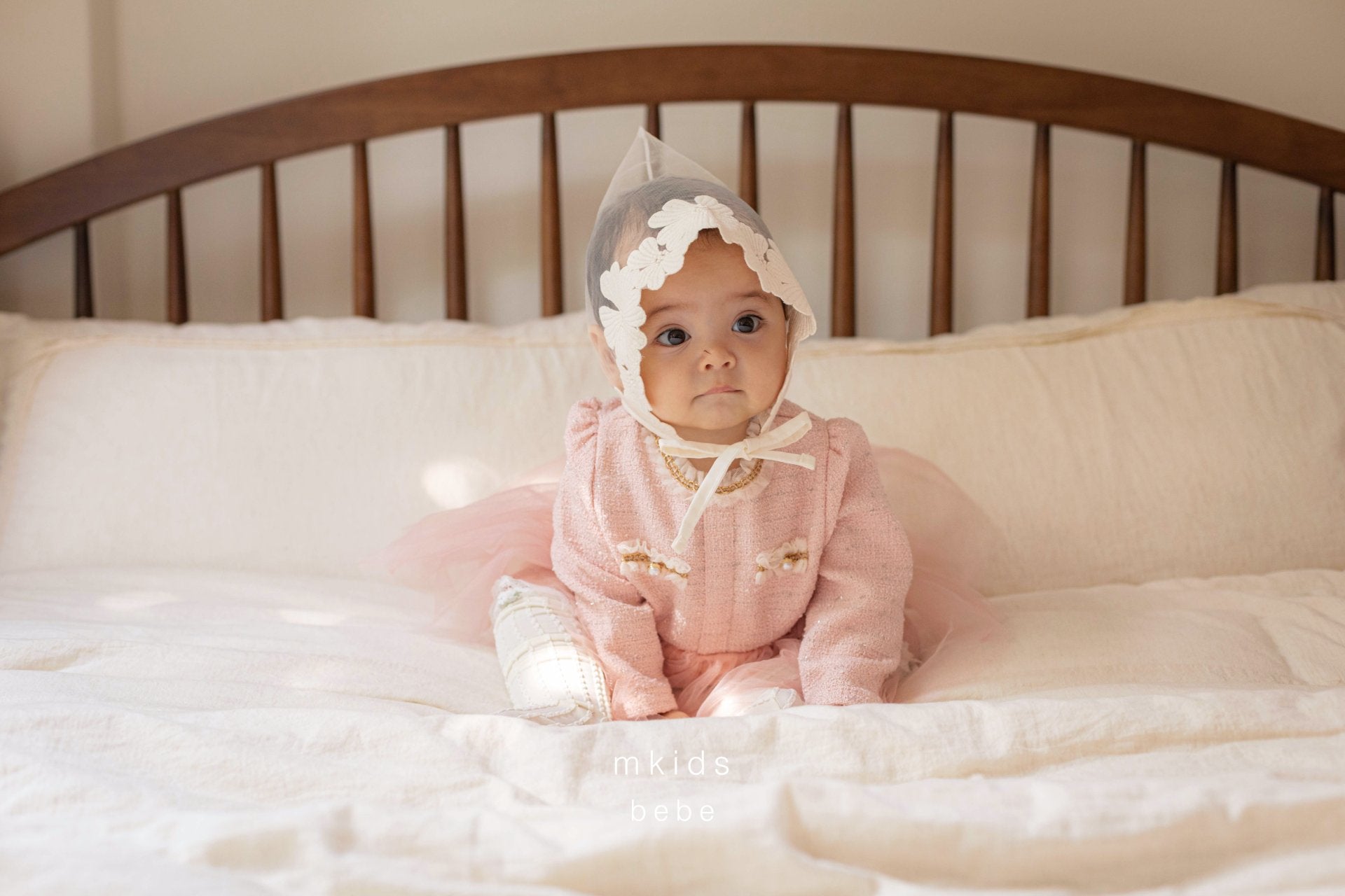 ［mkids］Chocolate lace bonnet