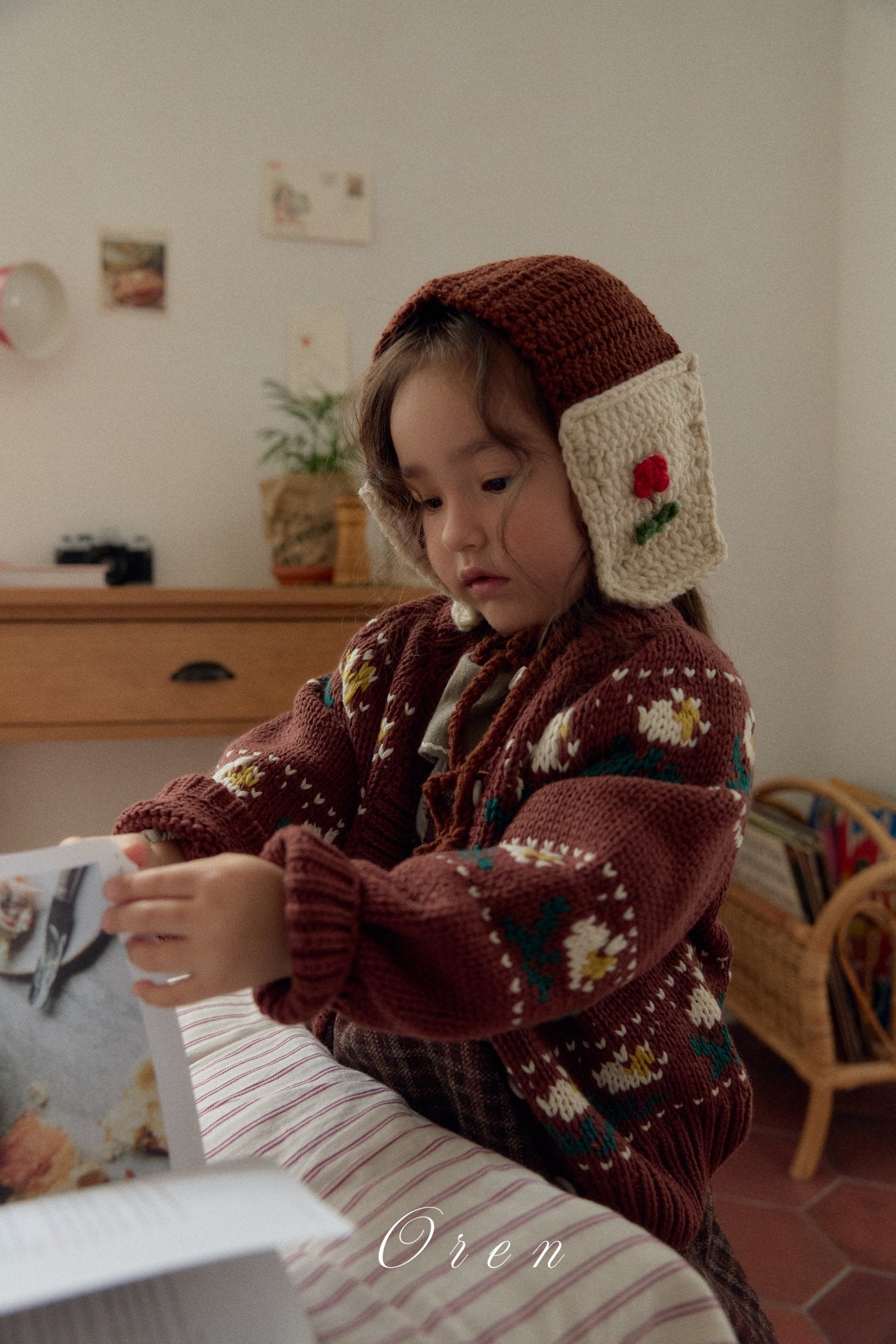 ［OREN］Belloti flower knit cardigan