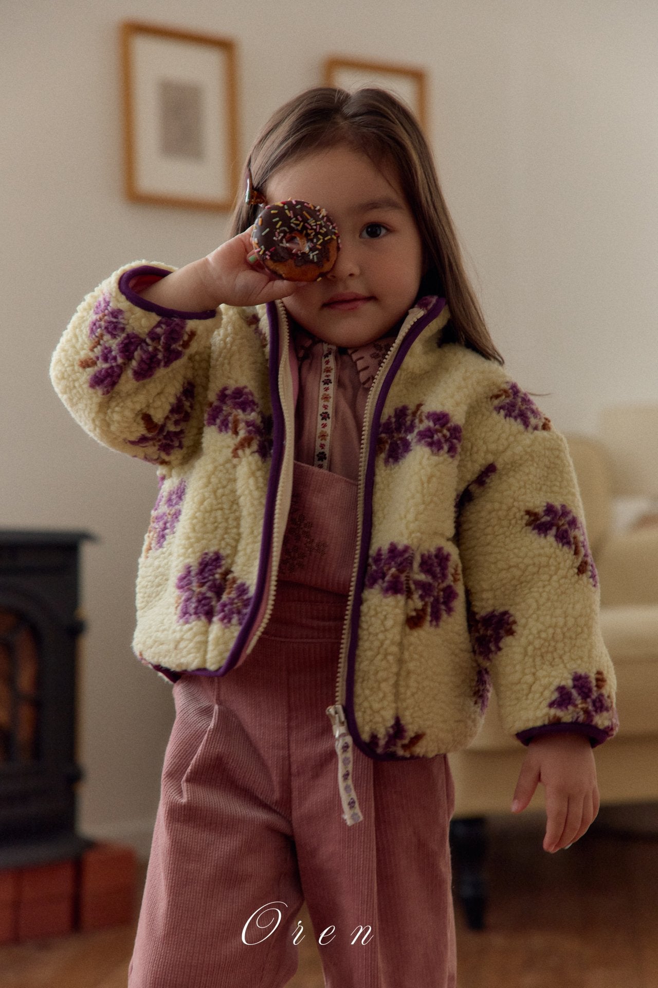 ［OREN］Mello flower boa jumper