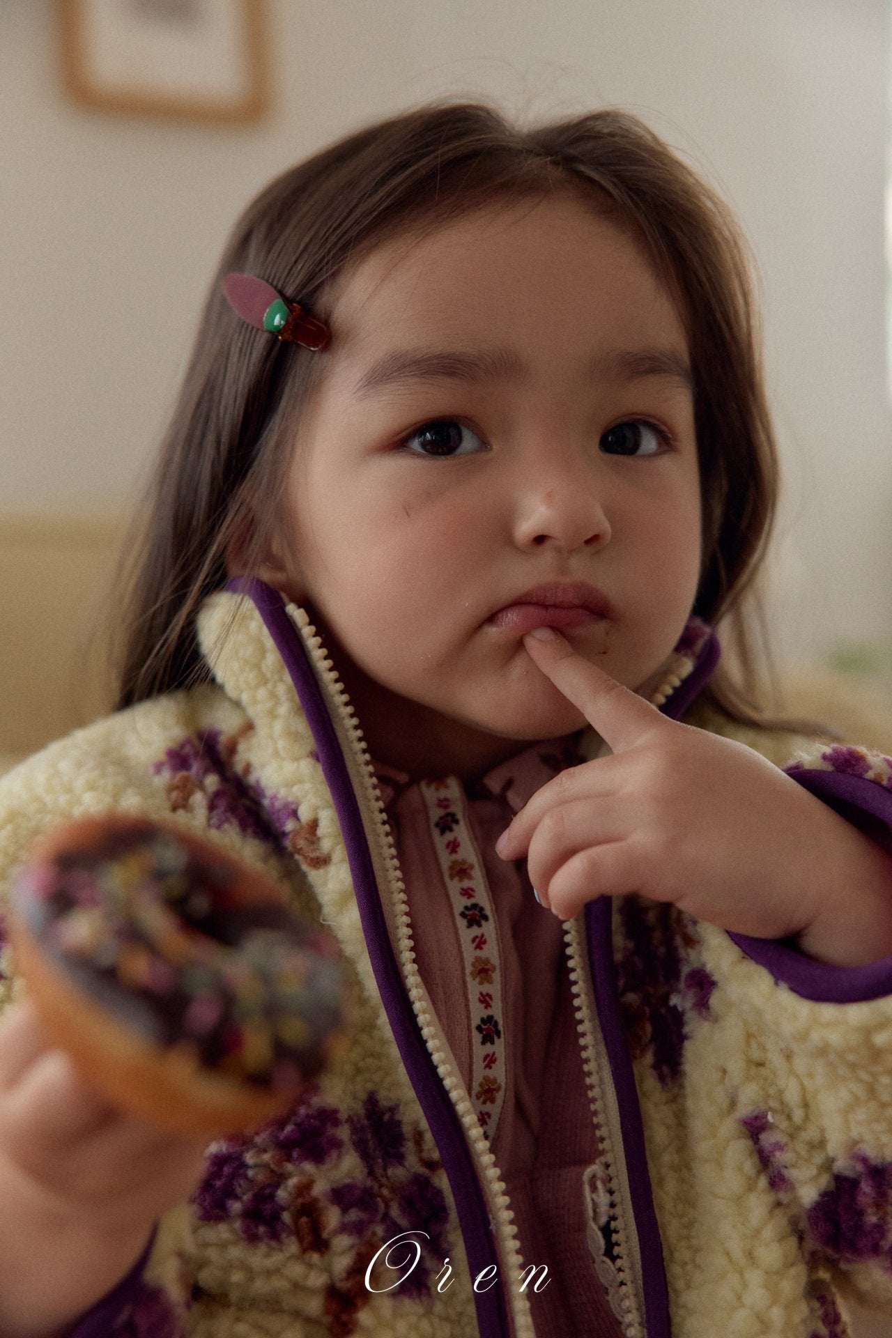 ［OREN］Mello flower boa jumper