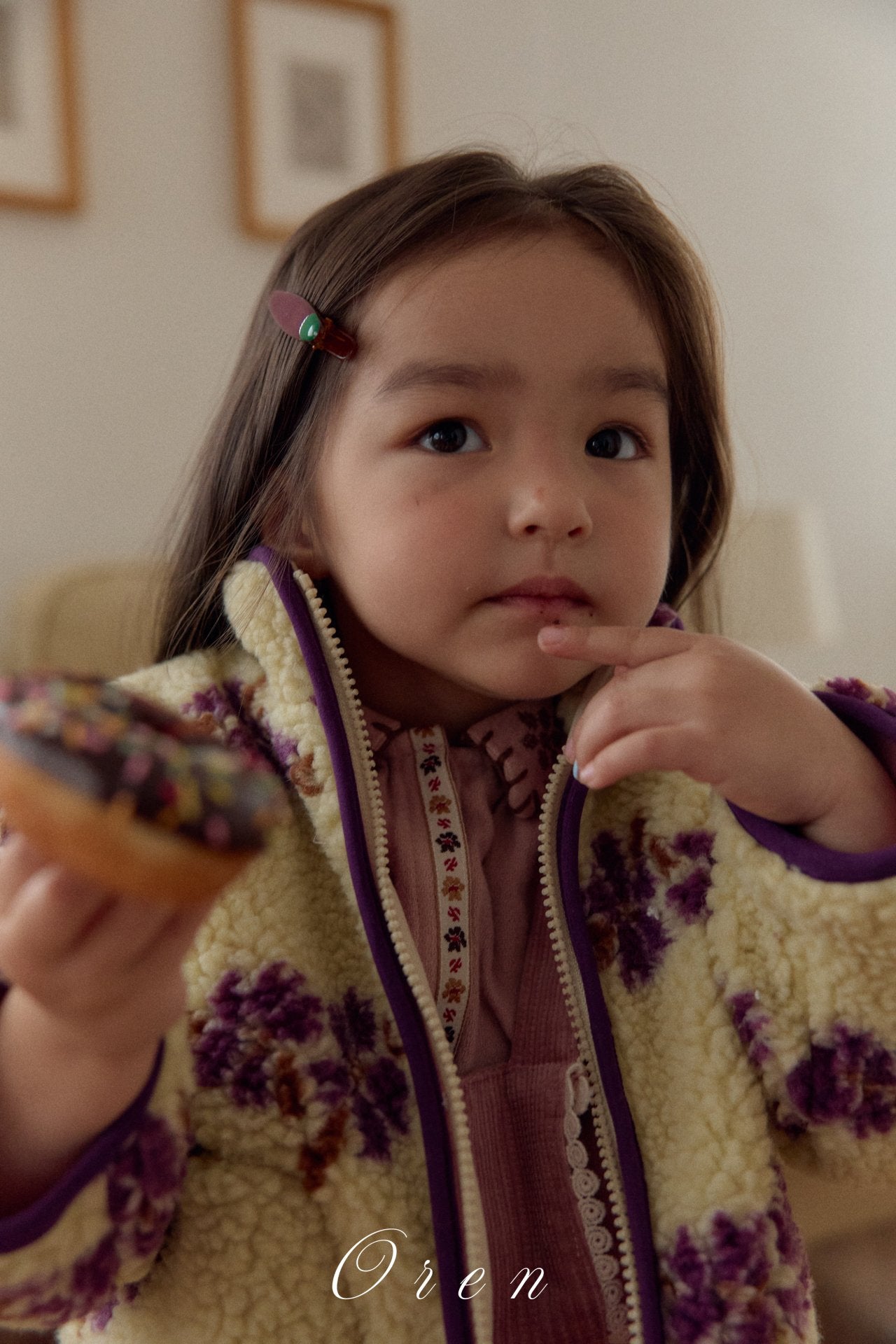 ［OREN］Mello flower boa jumper