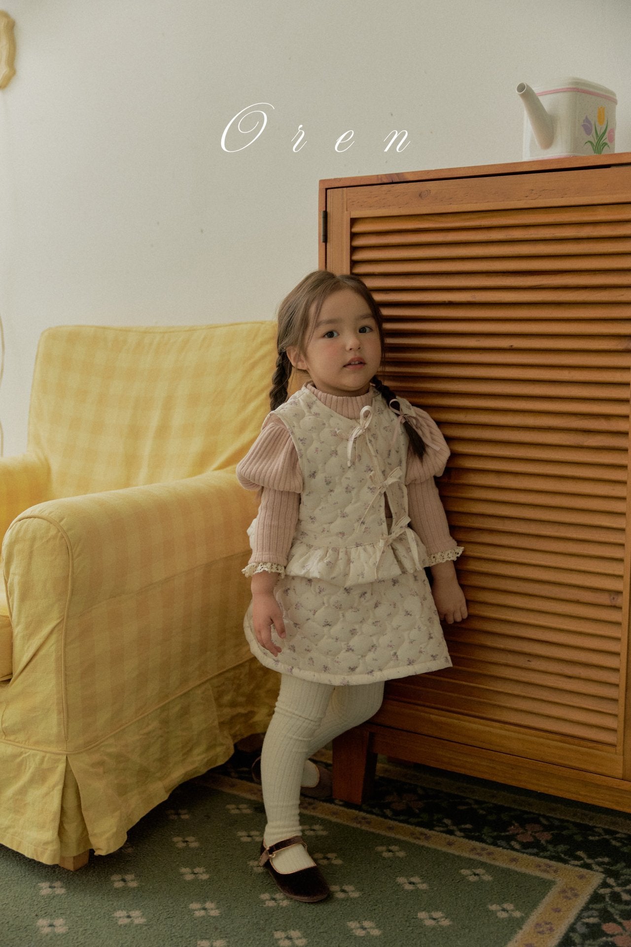 ［OREN］Rose padding vest & skirt set
