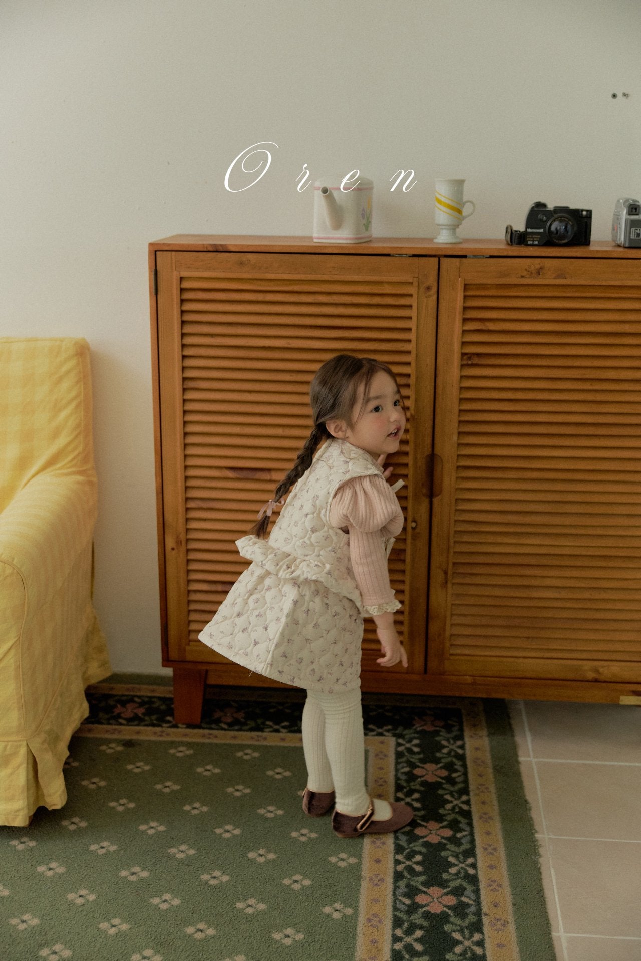 ［OREN］Rose padding vest & skirt set