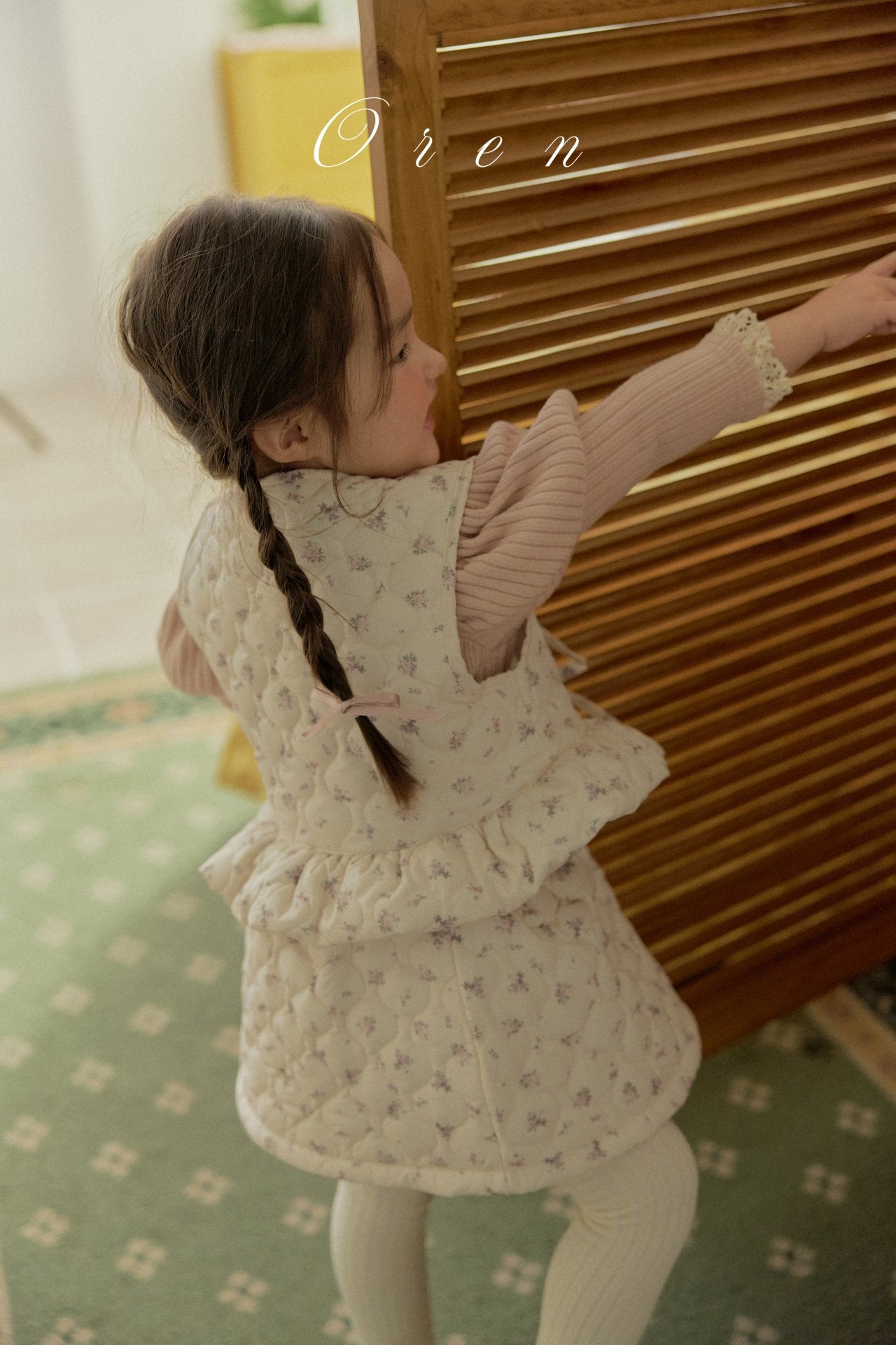 ［OREN］Rose padding vest & skirt set