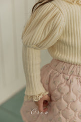 ［OREN］ Rose rib puff tops