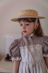 ［OREN］Floren check ribbon paper hat
