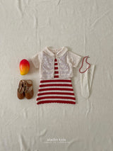 ［aladin］Summer knit stripe one-piece