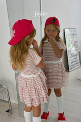 ［jujua］Stripe mellow cancan skirt
