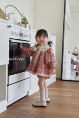 ［marron］Check collar rompers