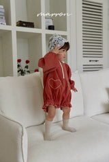 ［marron］Heart corduroy rompers