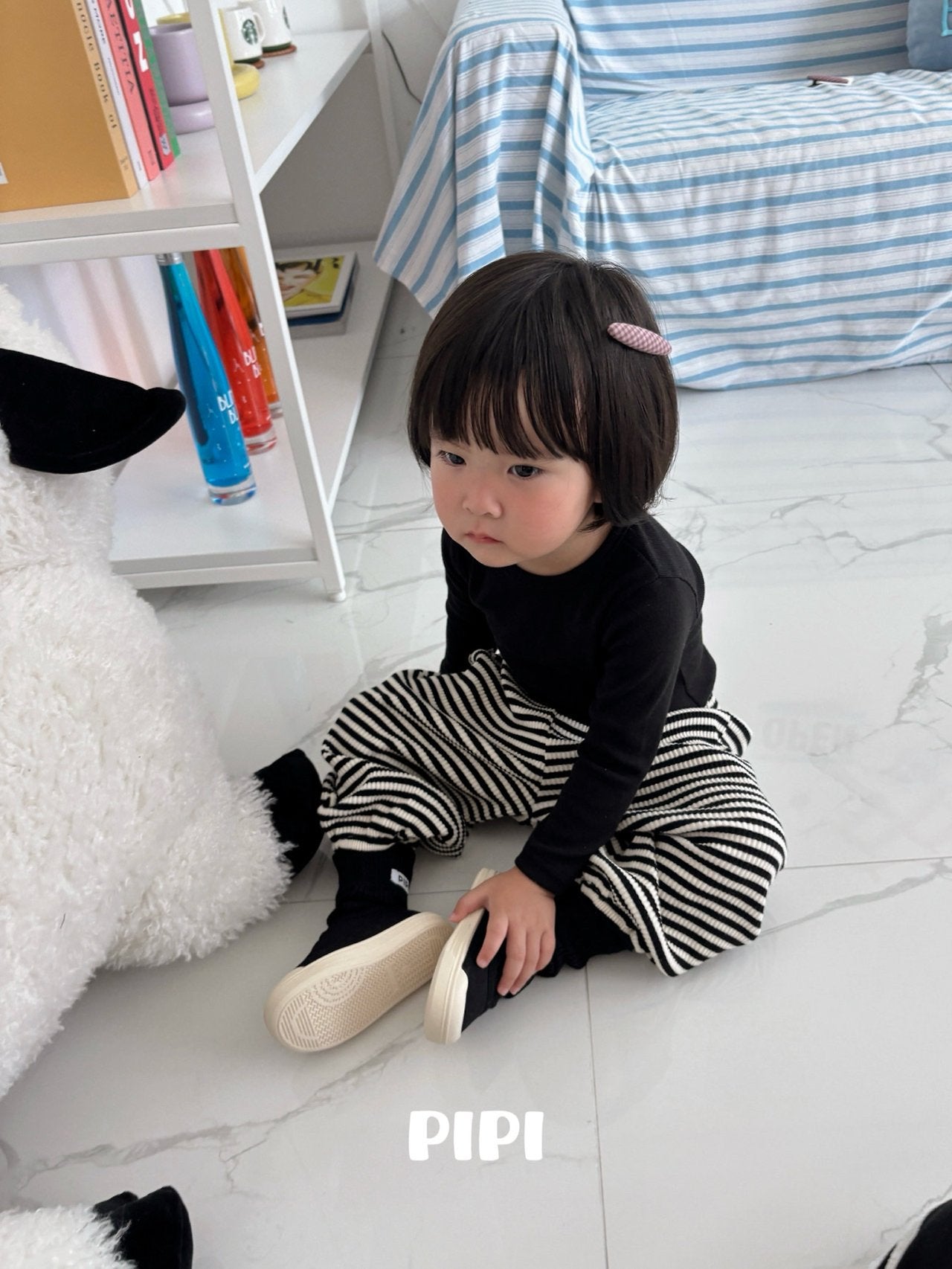 ［pipi］Soft stripe jogger pants
