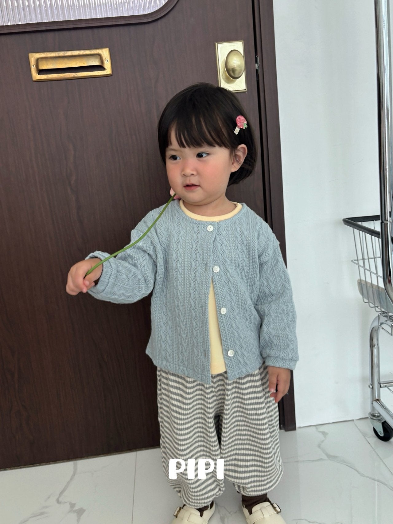 ［pipi］Soft stripe jogger pants