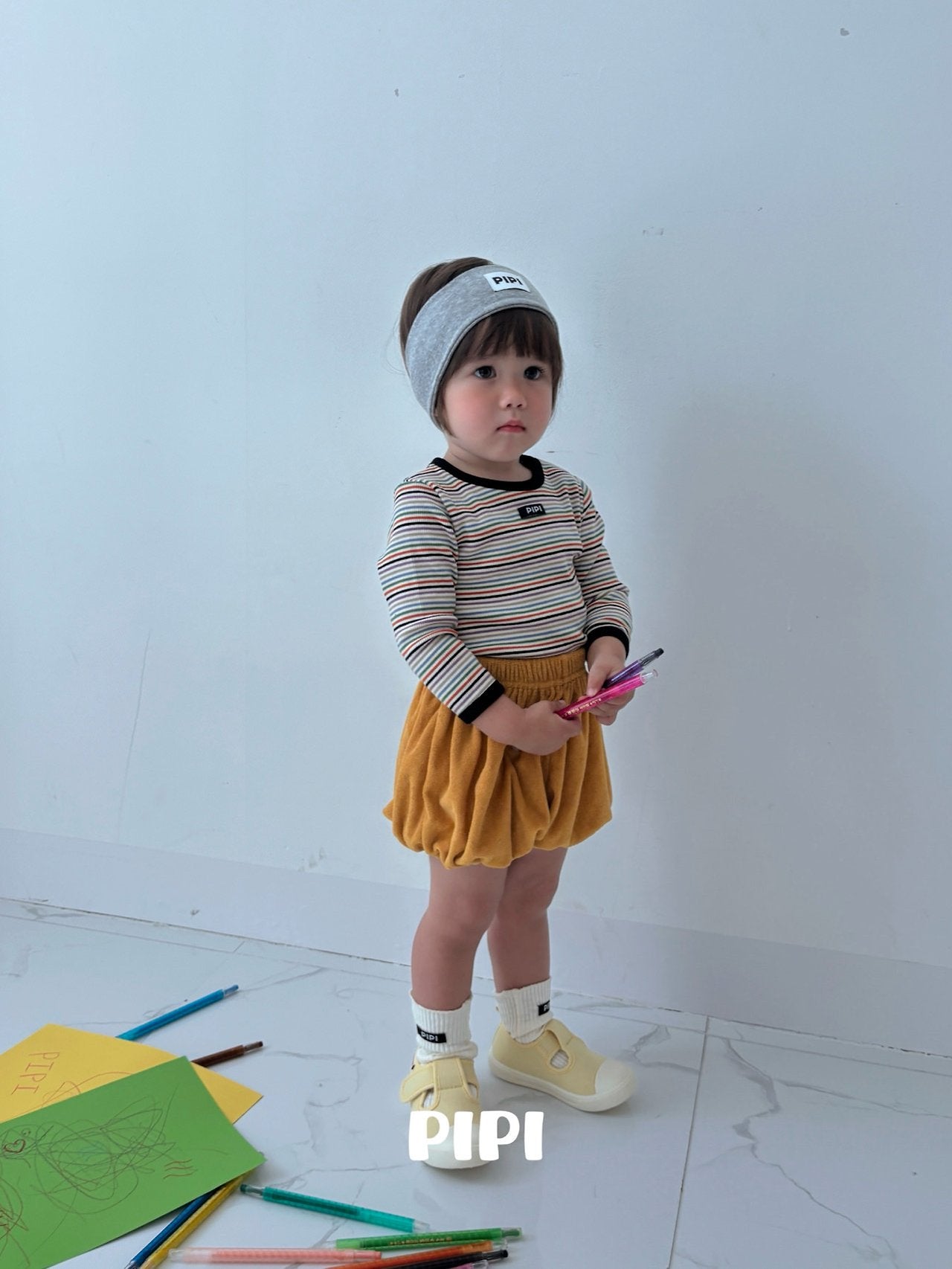 ［pipi］Rainbow stripe tee