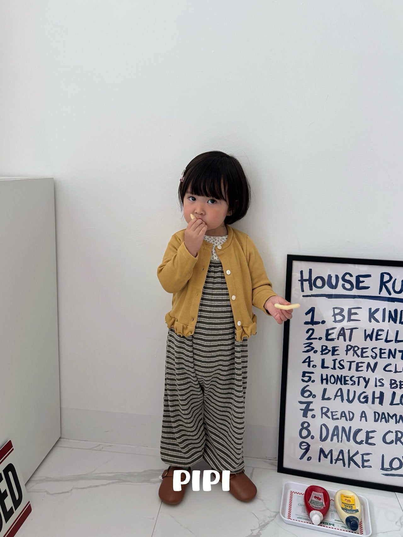 ［pipi］Pipi stripe overalls