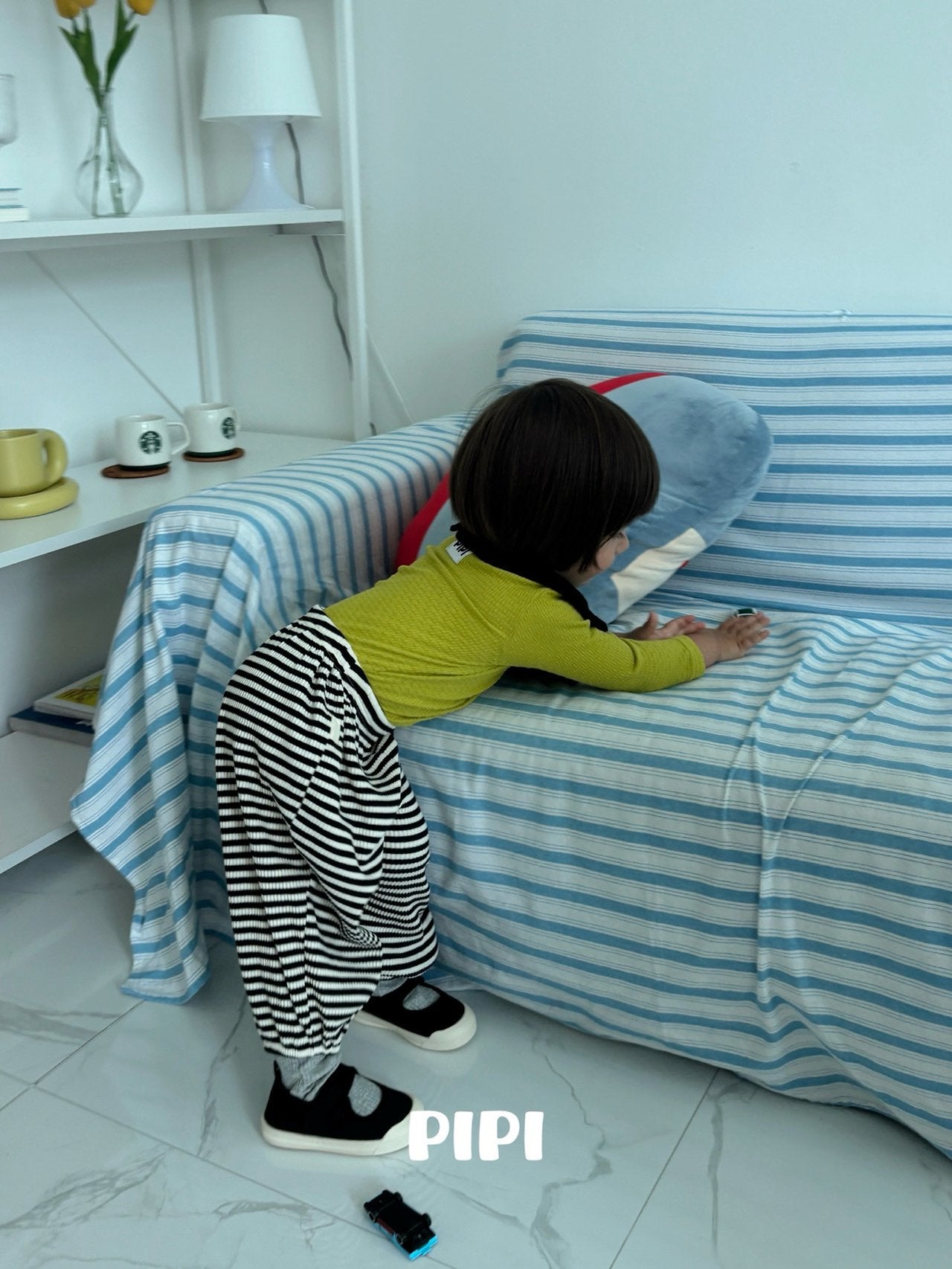 ［pipi］Soft stripe jogger pants