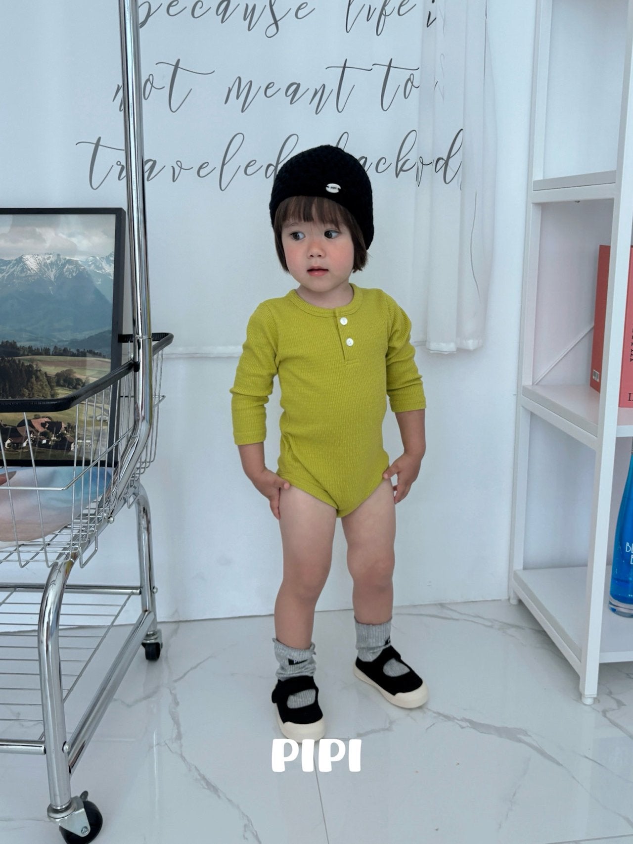 ［pipi］Buttun span rompers