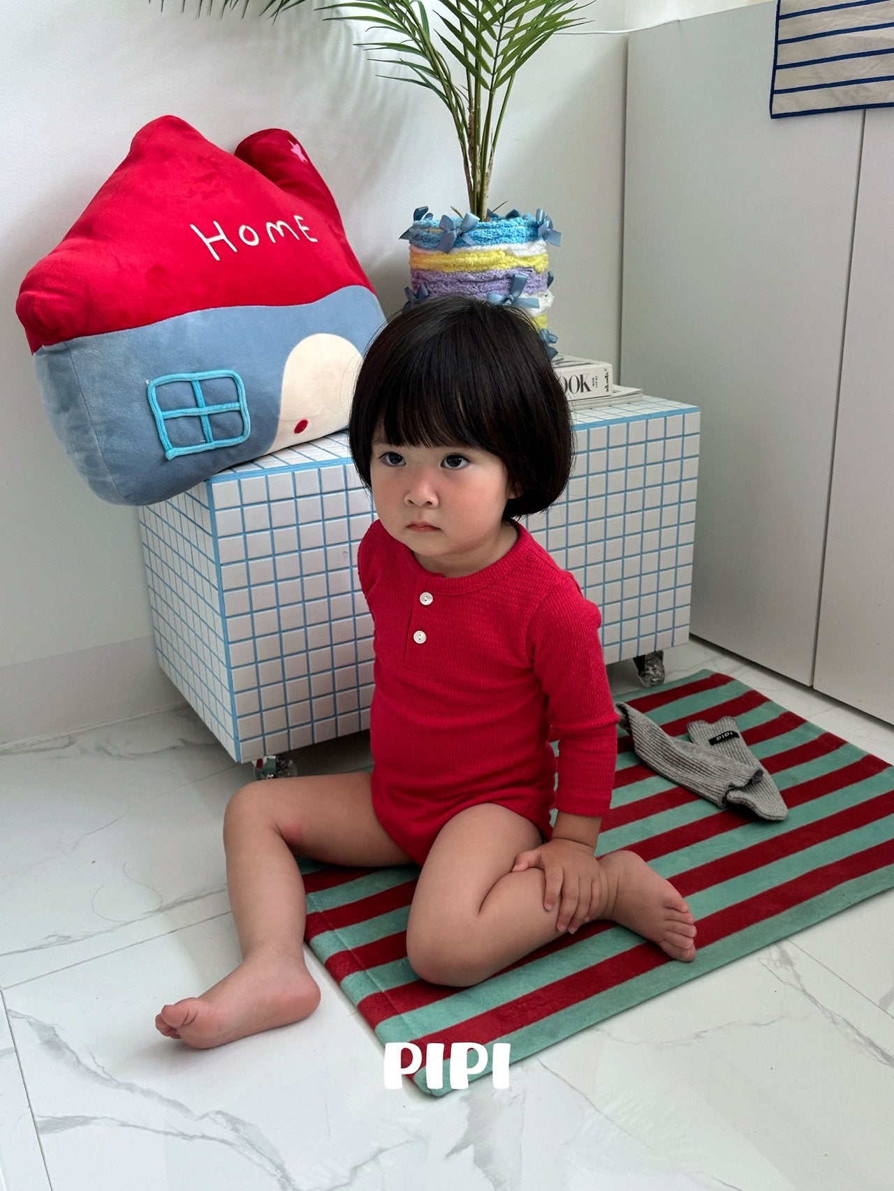 ［pipi］Buttun span rompers