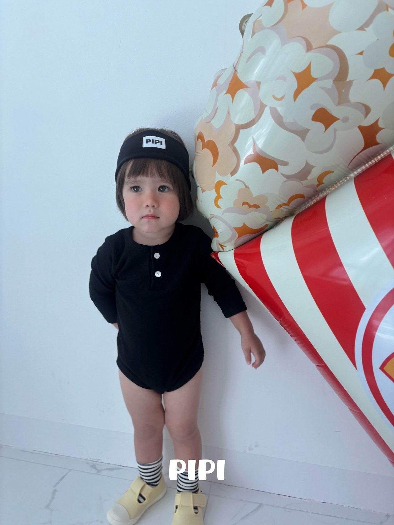 ［pipi］Buttun span rompers