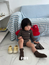 ［pipi］Stripe rompers & beanie set