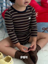 ［pipi］Stripe rompers & beanie set