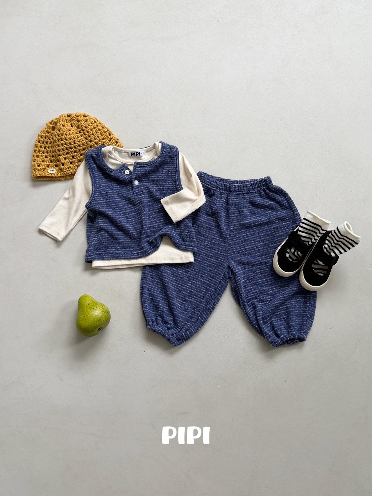 ［pipi］Soft stripe sleeveless tops
