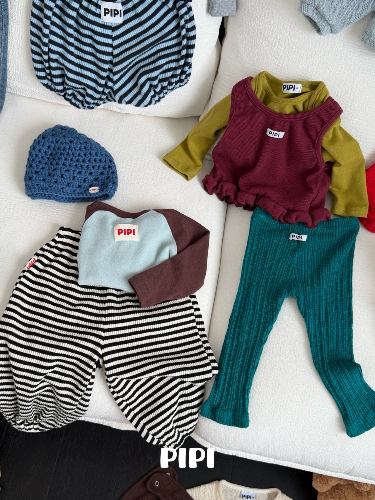 ［pipi］Soft stripe jogger pants