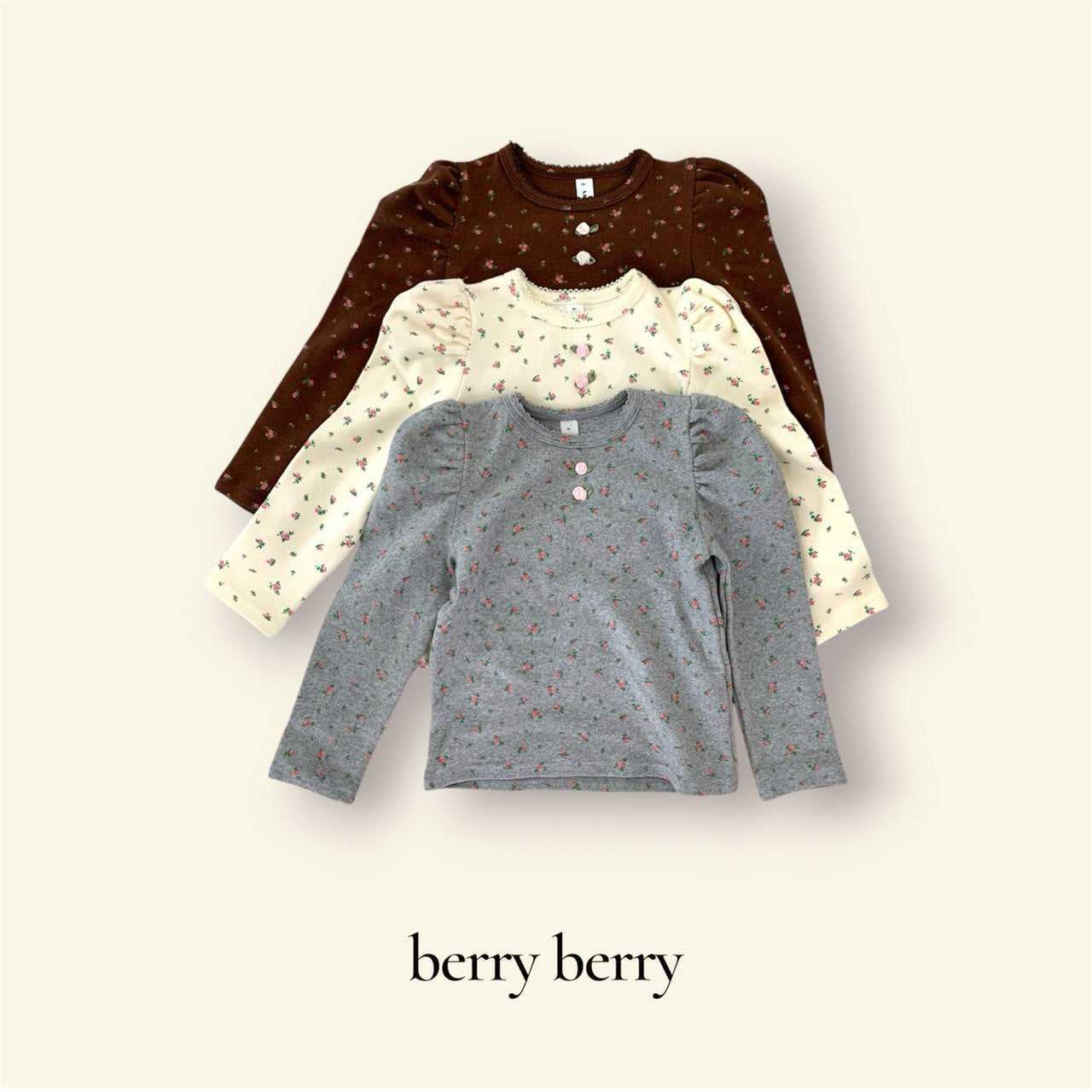 ［berry berry］Rose puff tee