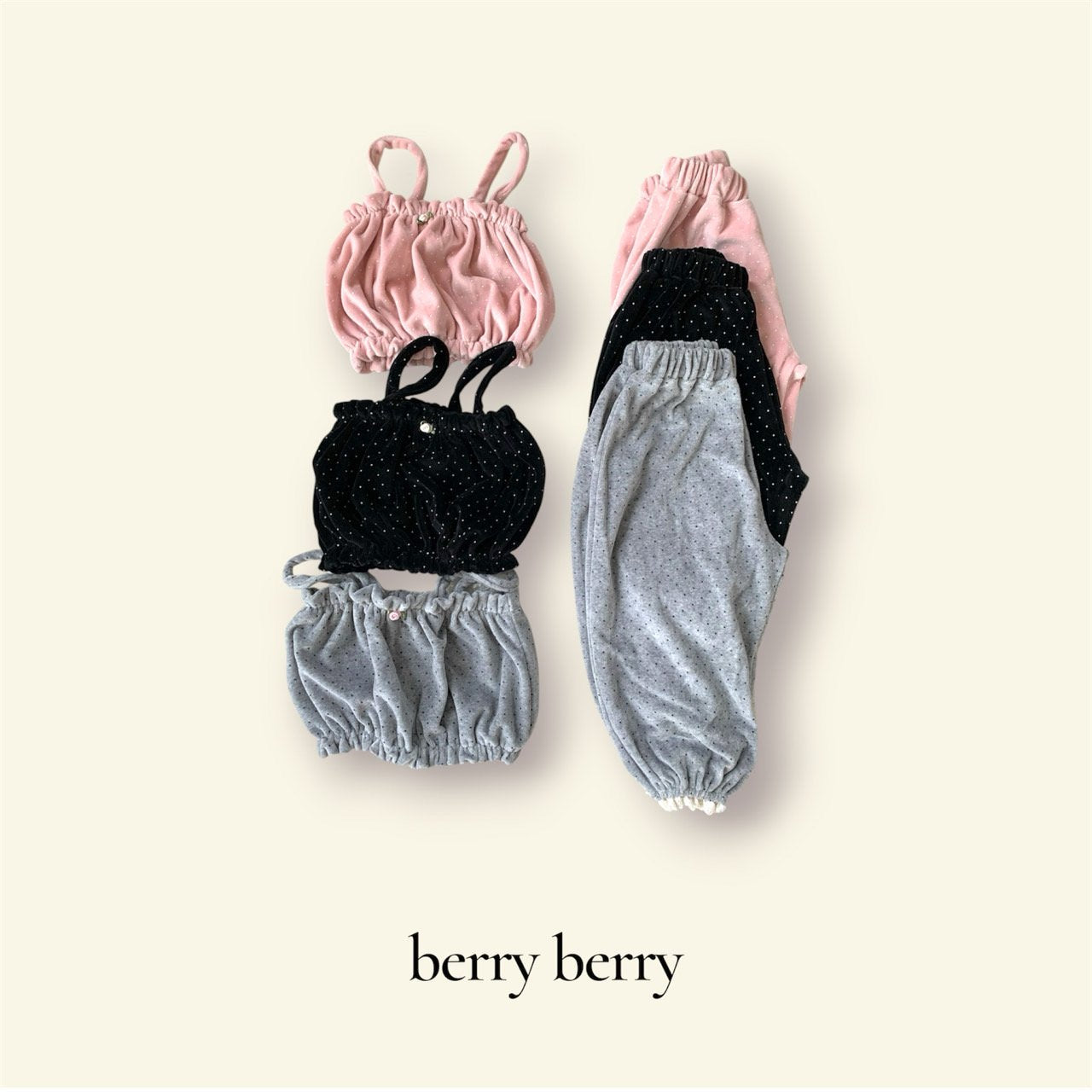 ［berry berry］Velvet dot set up