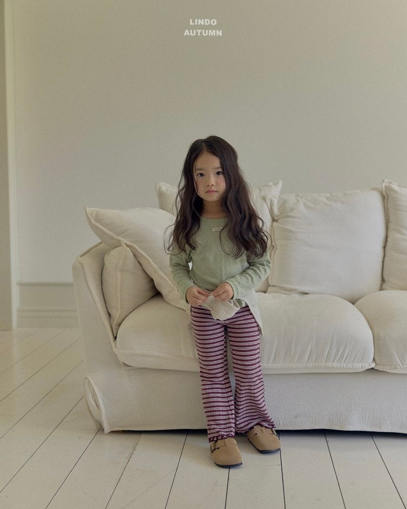 ［LINDO］Knit stripe flare leggings